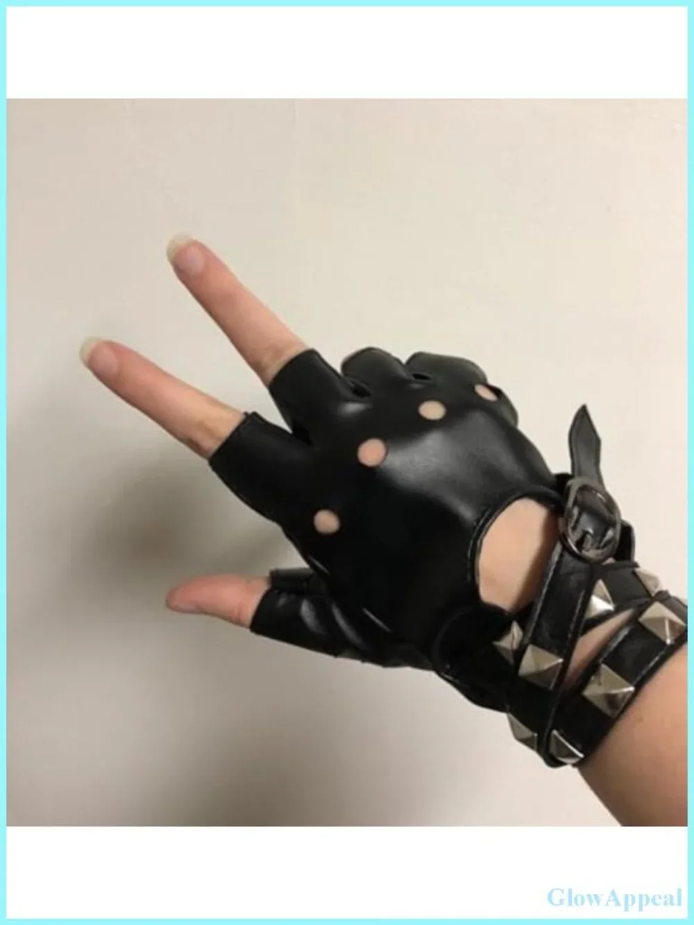 Faux Leather Fingerless Gloves Women Punk Gothic Cosplay Biker Motorcycle